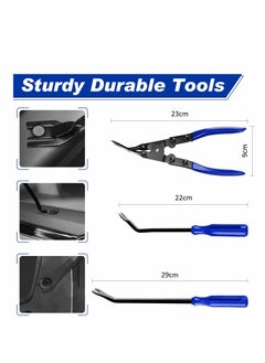 Excefore Car Audio Removal Kit, Auto Clamp Fastener Terminal Removal Kit Plastic Pry Tool Kit for Car Panels/Dashboards/Doors/Audio/Radio/Stereo, 19 Pieces Comes with Storage Bag (Blue)  - Image 4