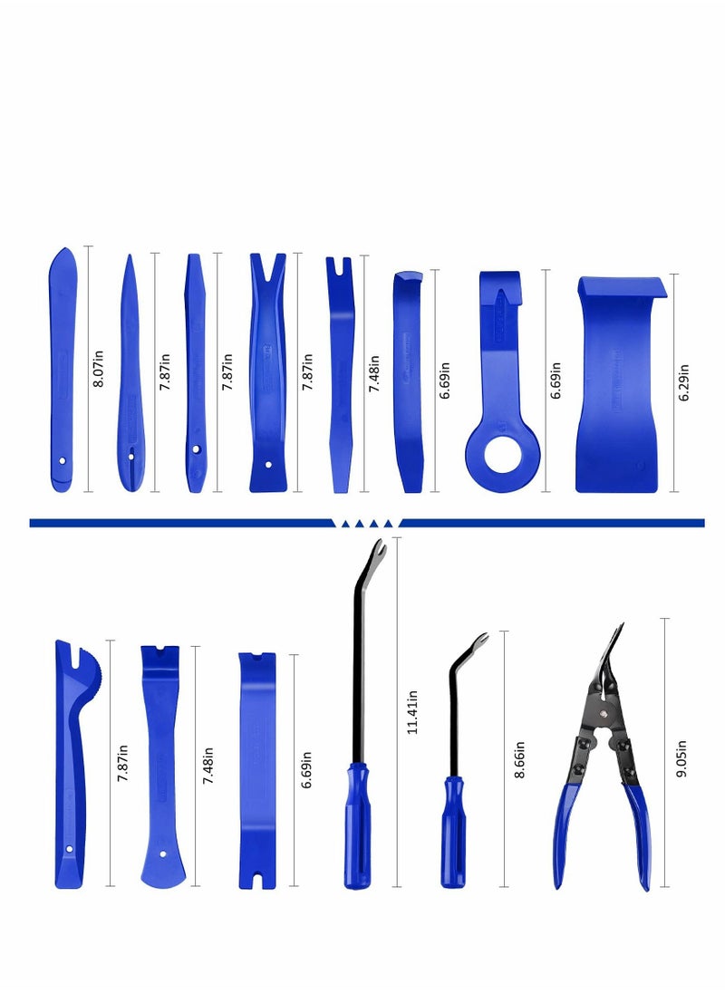 Excefore - Car Audio Removal Kit, Auto Clamp Fastener Terminal Removal Kit Plastic Pry Tool Kit for Car Panels/Dashboards/Doors/Audio/Radio/Stereo, 19 Pieces Comes with Storage Bag (Blue) - Image 1
