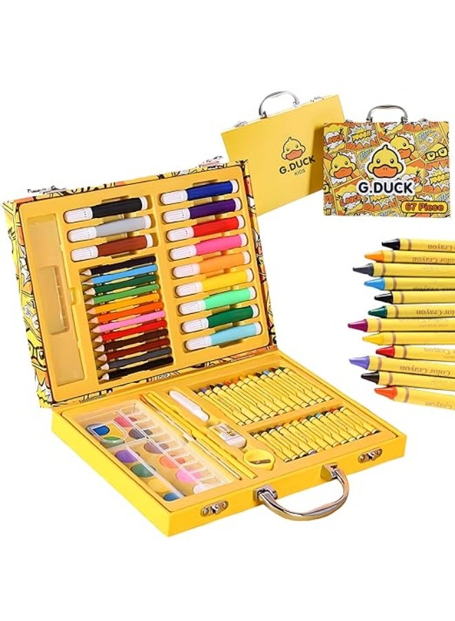 G.DUCK 67 Pieces Kids Art Set with Duck Theme Case, Drawing and Painting Supplies Kit - Image 1