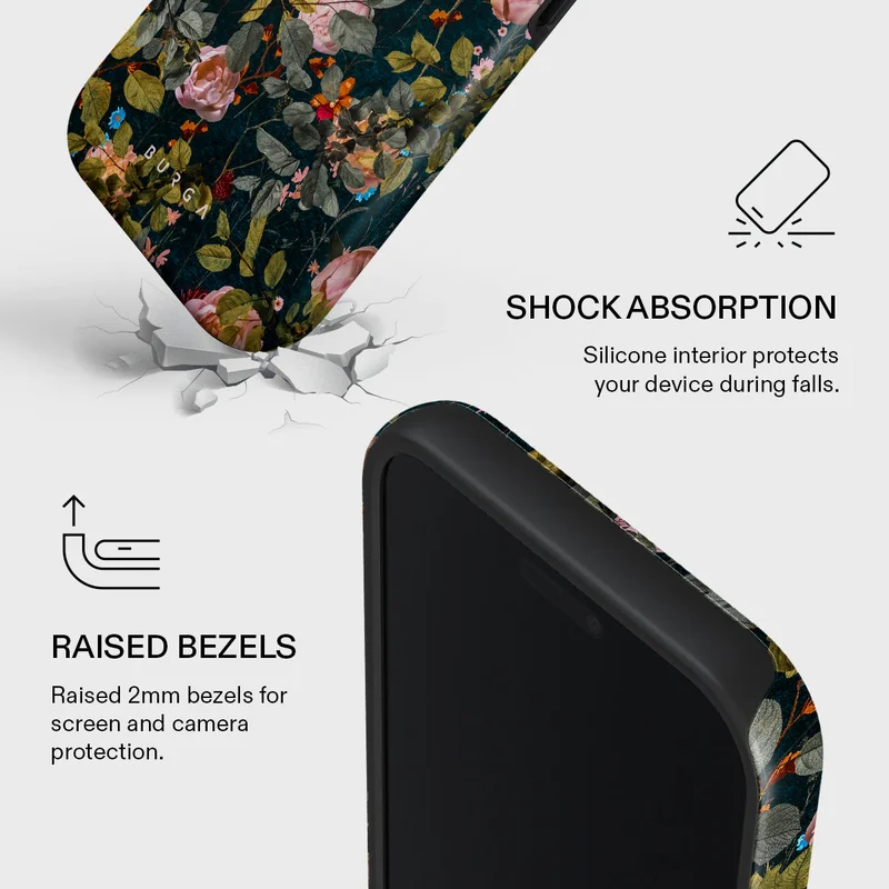 بورجا جراب iPhone 17 Pro Max Bloomy Garden Premium متوافق مع غلاف صلب مزدوج الطبقات هجين + حماية من السيليكون - غطاء محمول مقاوم للخدش والصدمات