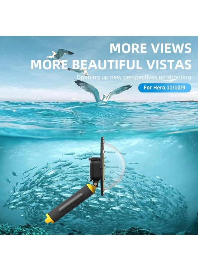 TELESIN 6 inches Dome Port Lens for GoPro Hero 13 12 11 Hero 10/9 Black,Waterproof Housing Case Hand Floating Grip Trigger, Transparent Cover Underwater Diving Photography (for Hero 13/12/11/10/9) - Image 2