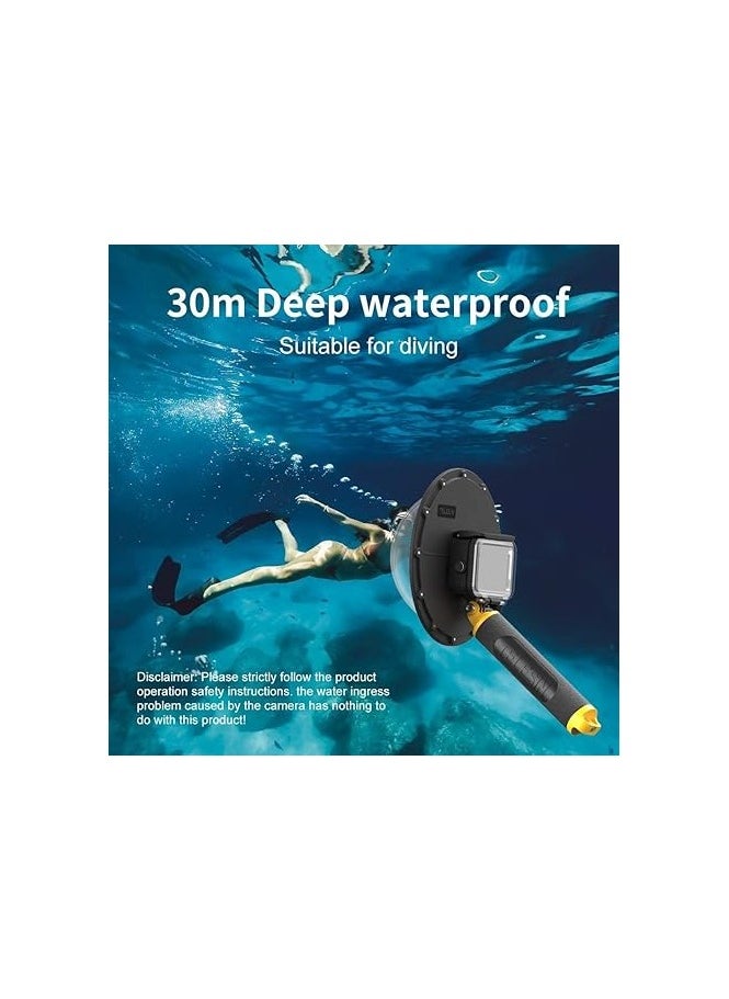 تيليسن عدسة منفذ قبة TELESIN مقاس 6 بوصات لـ GoPro Hero 13 12 11 Hero 10/9 باللون الأسود، حافظة مبيت مقاومة للماء، مشغل قبضة يد عائمة، غطاء شفاف للتصوير الفوتوغرافي للغوص تحت الماء (للبطل 13/12/11/10/9)  - Image 2
