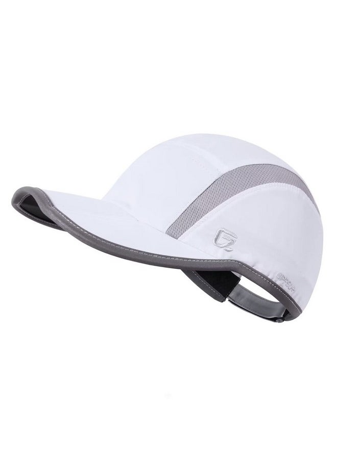 GADIEMKENSD - GADIEMKENSD Baseball Cap Nylon Running Outdoor Sports Hat for Men Woman Adjustable Quick Drying Reflective Foldable 50+ UPF Inhibit UV Mesh Water Repellency Race Performance Lightweight White - Image 1
