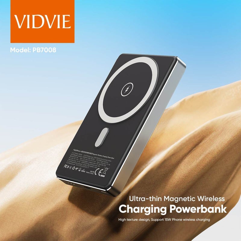 Vidvie PB7008 10,000mAh بنك طاقة لاسلكي مغناطيسي فائق النحافة - حل شحن أنيق ورشيق - Image 5