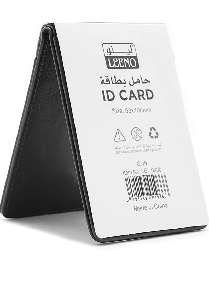 لينو حافظة جلدية لبطاقة الهوية من لينو، 68x100 ملم، اسود، عمودية - Image 2