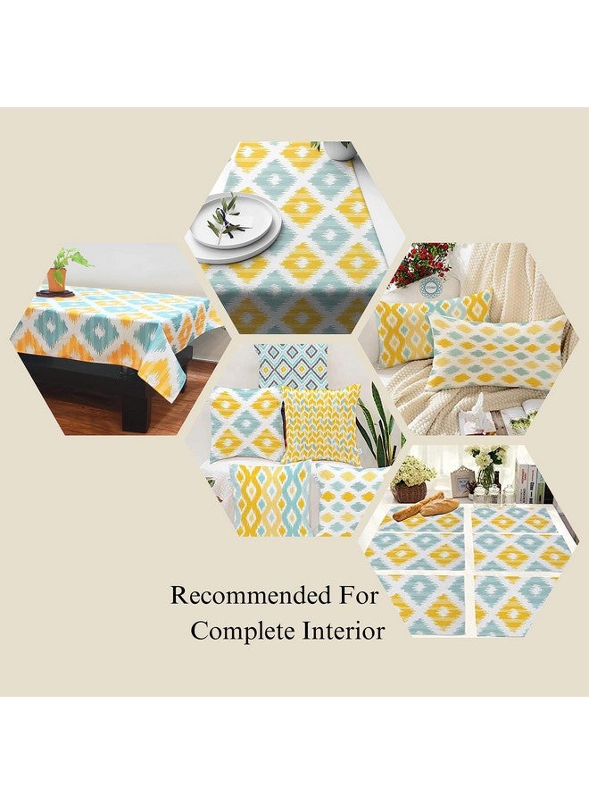 STITCHNEST ستيتشنيست عداء طاولة وسرير مطبوع من بولي قطن بألوان الأصفر والأخضر الفاتح ( 13 × 60 بوصة مع زخرفة ) - Image 4