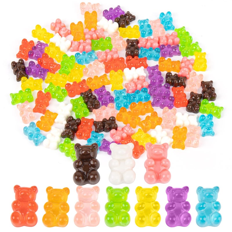AUEAR AUEAR 200 Pack Colorful Gummy Bear Beads Resin Candy Charms for DIY Jewelry Making