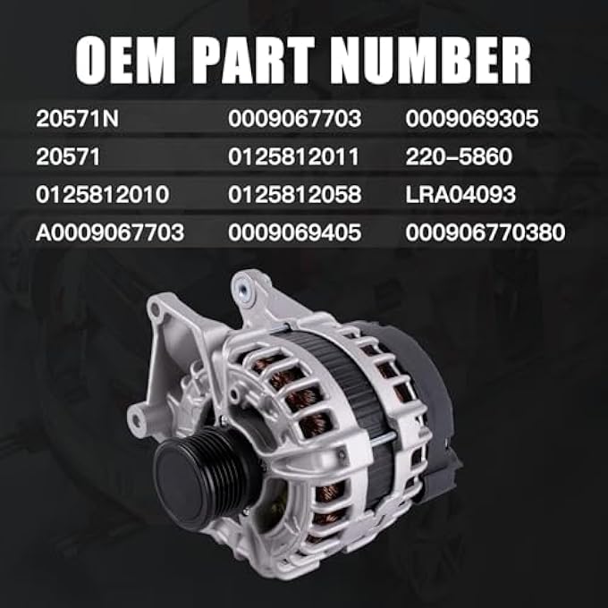 Seaforie A0009067703 Alternator Compatible with Mercedes Benz C300 GLC300 GLC350e W205 C253 Metris SC6 pulley 2015-2021 0125812011 0125812058 - Image 2