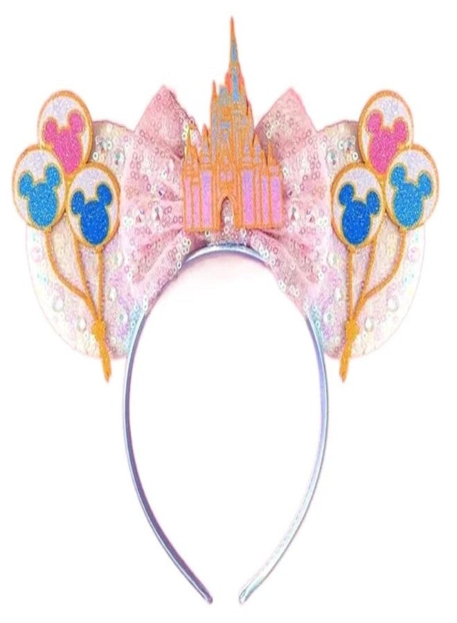 CLGIFT Princess Minnie Ears - Pick Your Color, Floral Minnie Ears with Purple Sparkle (Magic Castle), Magic Castle, 1 Count (Pack of 1)