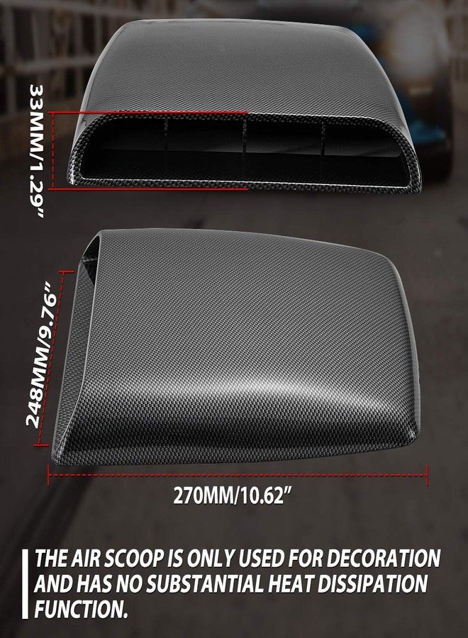 KaTur Universal Car Decorative Air Flow Intake Hood Scoop Vent Turbo Bonnet Cover Carbon Friber - Image 5