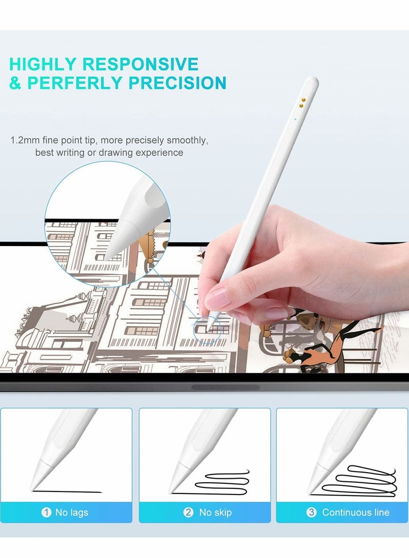 Y&D Stylus Pens for iPad 2018-2022, Rechargeable Touch Screen Pen with Tilt Sensitivity, Magnetic Attach Pencil Charging Case Pro Air Mini - Image 5