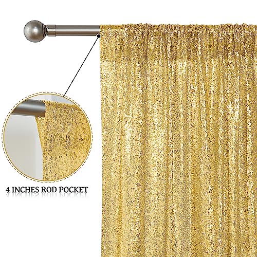 Sugargirl Gold Sequin Backdrop Curtain 4 Panels 2FTx8FT Glitter Gold Background Drapes Sparkle Photography Backdrop for Party Wedding Birthday Wall Decoration - Image 4