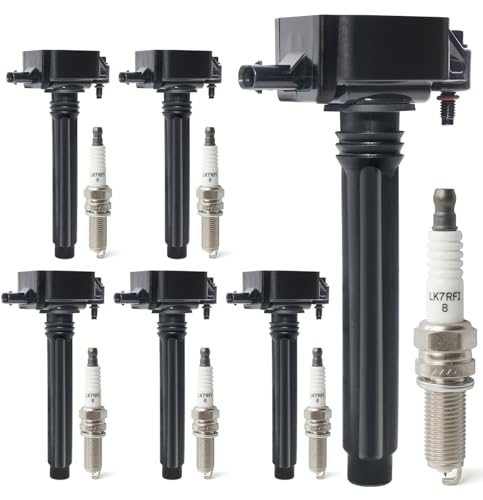 BELKEBIR Set of 6 Ignition Coil Packs & Iridium Spark Plugs Compatible with Dodge Challenger Durango Journey Grand Caravan, Chrysler 200 300, Jeep Grand Cherokee Wrangler, RAM 1500 3.6L V6 Replace UF648 97390 - Image 1
