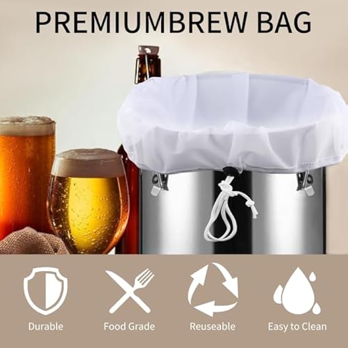 BIGTHREE Extra Large Brew Bags Filter Bag Fine Mesh Nylon Drawstring Straining Bag Reusable Washable Strainer Bags 2Pcs Polyester Filter For Juice Peel Separation Making Yoghurt Cooking Coffee - Image 2