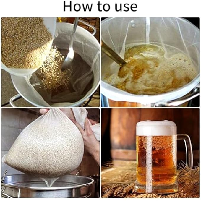 BIGTHREE Extra Large Brew Bags Filter Bag Fine Mesh Nylon Drawstring Straining Bag Reusable Washable Strainer Bags 2Pcs Polyester Filter For Juice Peel Separation Making Yoghurt Cooking Coffee - Image 3