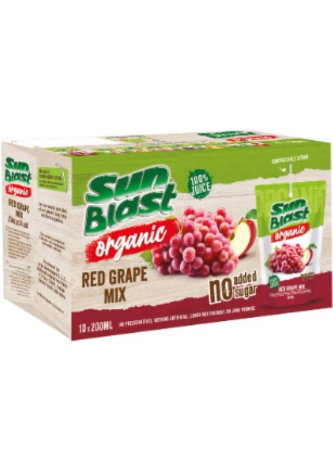 Sun Blast Organic Red Grape Juice 10 x 200ml 