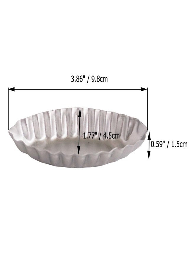 LoveDeal 10PCS Aluminum Boat Tart Pan, Fluted Oval Tart Mold, Small Boat Shape Baking Mold, Wavy Tartlet Pie Pans, Pudding Molds Flower Edge Trays Specialty Design - Silver - Image 2