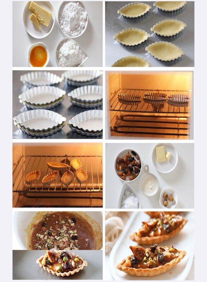 LoveDeal 10PCS Aluminum Boat Tart Pan, Fluted Oval Tart Mold, Small Boat Shape Baking Mold, Wavy Tartlet Pie Pans, Pudding Molds Flower Edge Trays Specialty Design - Silver - Image 3