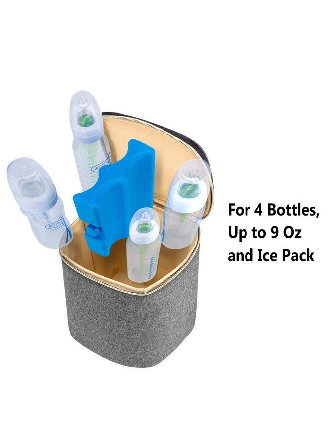 Teamoy Breastmilk Cooler Bag With Ice Pack Baby Bottles Bag For Up To 4 Large 9 Ounce Bottles And Ice Pack Perfect For Working Mom Mother Gray  - Image 4