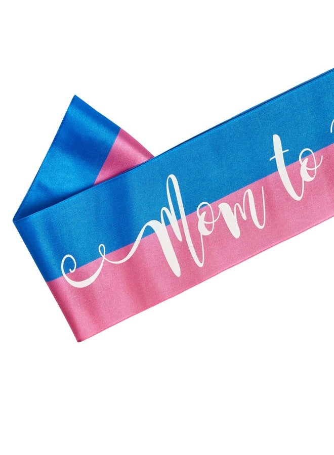 OLILLY Perfect Two-Tone Pink and Blue Mom to Be Sash - Enjoy Your Gender Reveal Baby Shower (Pink and Blue) - Image 3
