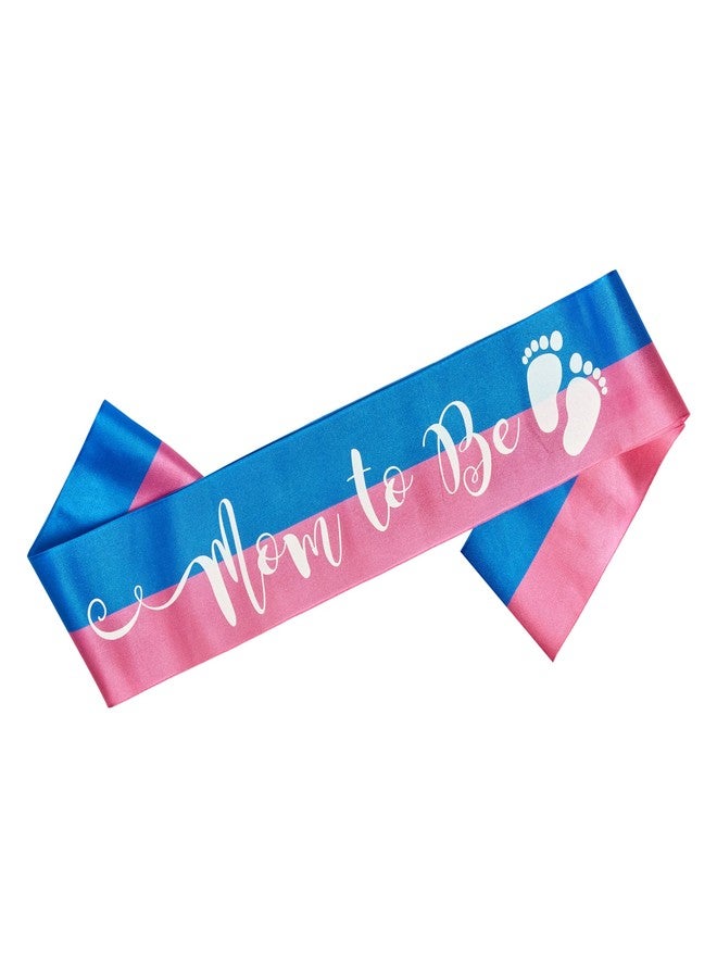 OLILLY Perfect Two-Tone Pink and Blue Mom to Be Sash - Enjoy Your Gender Reveal Baby Shower (Pink and Blue) - Image 1