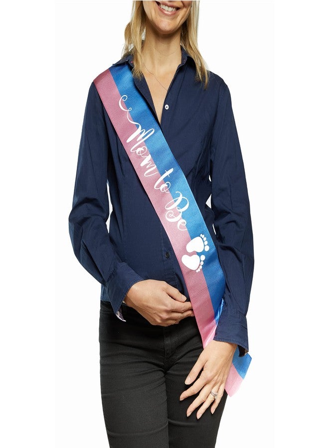 OLILLY Perfect Two-Tone Pink and Blue Mom to Be Sash - Enjoy Your Gender Reveal Baby Shower (Pink and Blue) - Image 2