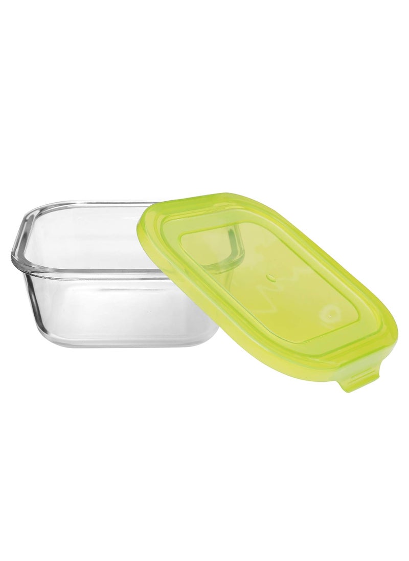 Cutting EDGE Flexi Lid Borosilicate Square Store Safe Storage Lunch Glass Container for Kitchen 2 500ml 800ml Green