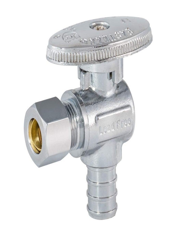 Eastman SpeedFlex Quarter-Turn Angle Stop Valve, 3/8 Inch OD Compression x 1/2 Inch Crimp PEX, Chrome Plated, 10727LF - Image 1