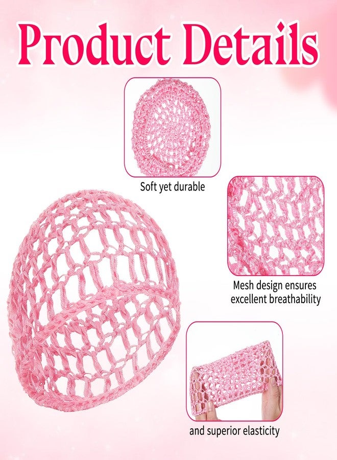 Exircy 2 Pcs Shower Caps Hair Wrap Net Crochet Hair Net for Silk Press Mesh Wrapping Wrap Elastic Sleeping Hairs Wraps Caps Reusable Nets Cap for Women Sleeping Makeup Shower (Gray, Pink) - Image 4