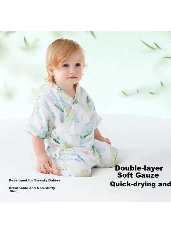 Beptides Beipesi Baby Clothes Summer Thin Bodysuit Newborn Baby Short Sleeve Bamboo Cotton Gauze Ha Yi Pajamas - Image 4