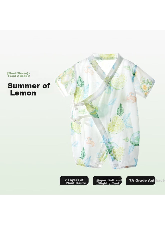 Beptides Beipesi Baby Clothes Summer Thin Bodysuit Newborn Baby Short Sleeve Bamboo Cotton Gauze Ha Yi Pajamas - Image 1