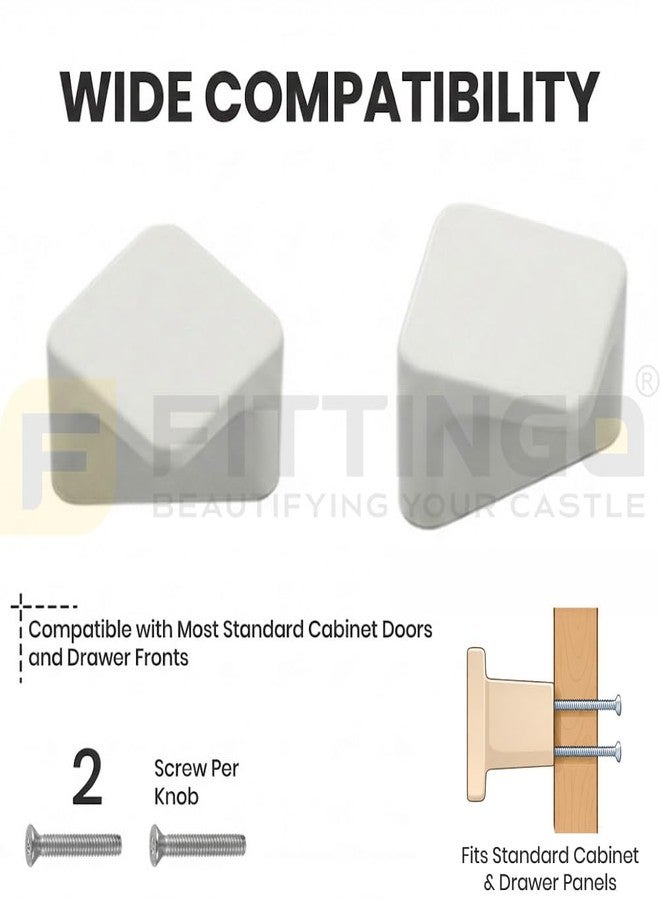 FITTINGO 2 Piece Model 1623 Mini Square Knobs - Premium Zinc Material, Sleek Modern Cabinet Handles for Kitchen, Wardrobe, Dresser, Drawers, Furniture Accessories - White Finish - Image 4
