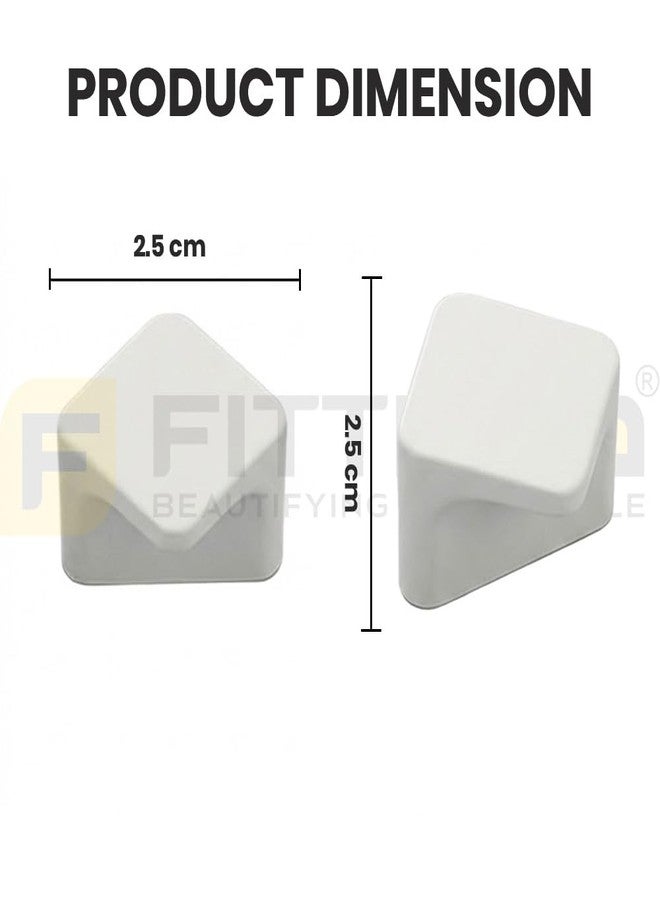 FITTINGO 2 Piece Model 1623 Mini Square Knobs - Premium Zinc Material, Sleek Modern Cabinet Handles for Kitchen, Wardrobe, Dresser, Drawers, Furniture Accessories - White Finish - Image 2