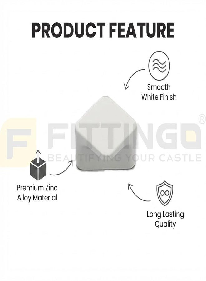FITTINGO 2 Piece Model 1623 Mini Square Knobs - Premium Zinc Material, Sleek Modern Cabinet Handles for Kitchen, Wardrobe, Dresser, Drawers, Furniture Accessories - White Finish - Image 3