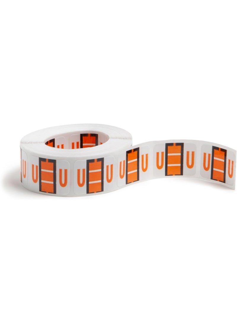 Smead Smead BCCR Bar-Style Color-Coded Alphabetic Label, U, Label Roll, Light Orange, 500 Labels per Roll, (67091)  - Image 1