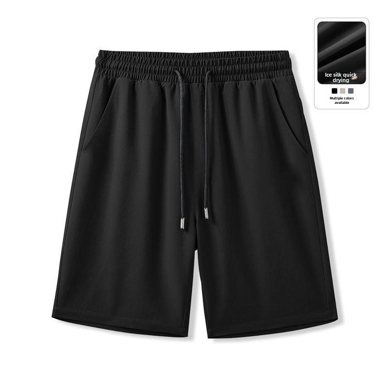 Loose Plus-Size Black Ice Silk[Five-bomb ice silk shorts] pure black [Five-bomb ice silk shorts] pure black 