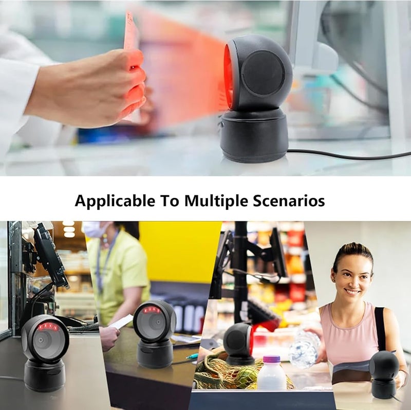 Bewinner 1D 2D Desktop Barcode Scanner, Omnidirectional Handsfree Automatic Barcode Reader, USB Wired Bar Code Image Sensing for Warehouse, Supermarket - Image 4