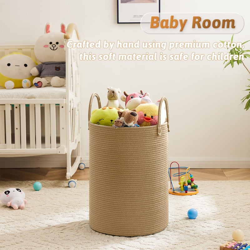 Artfeel Laundry Basket Woven Cotton Rope Laundry Hamper 40L For Decorative Storage Of Dirty Clothes Toys And Blankets In Bathroom Baby Room And Living Room - Image 4