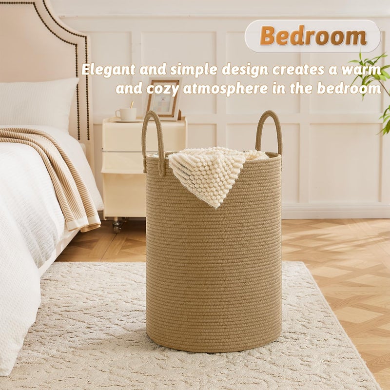 Artfeel Laundry Basket Woven Cotton Rope Laundry Hamper 40L For Decorative Storage Of Dirty Clothes Toys And Blankets In Bathroom Baby Room And Living Room - Image 3