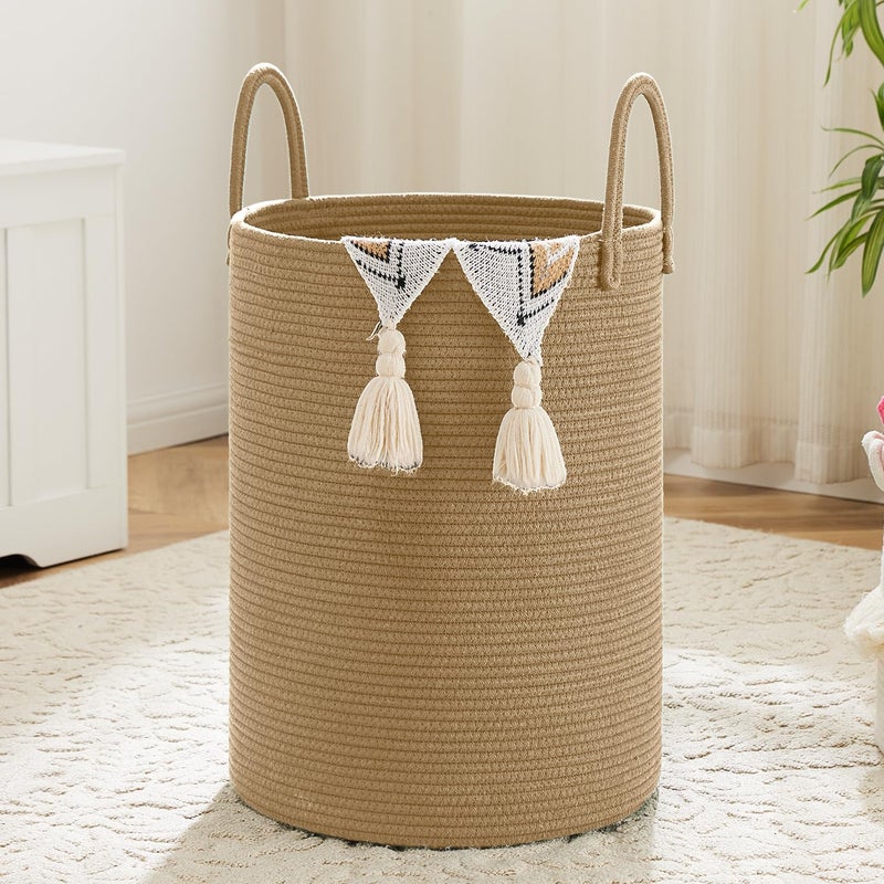 Artfeel Laundry Basket Woven Cotton Rope Laundry Hamper 40L For Decorative Storage Of Dirty Clothes Toys And Blankets In Bathroom Baby Room And Living Room - Image 1