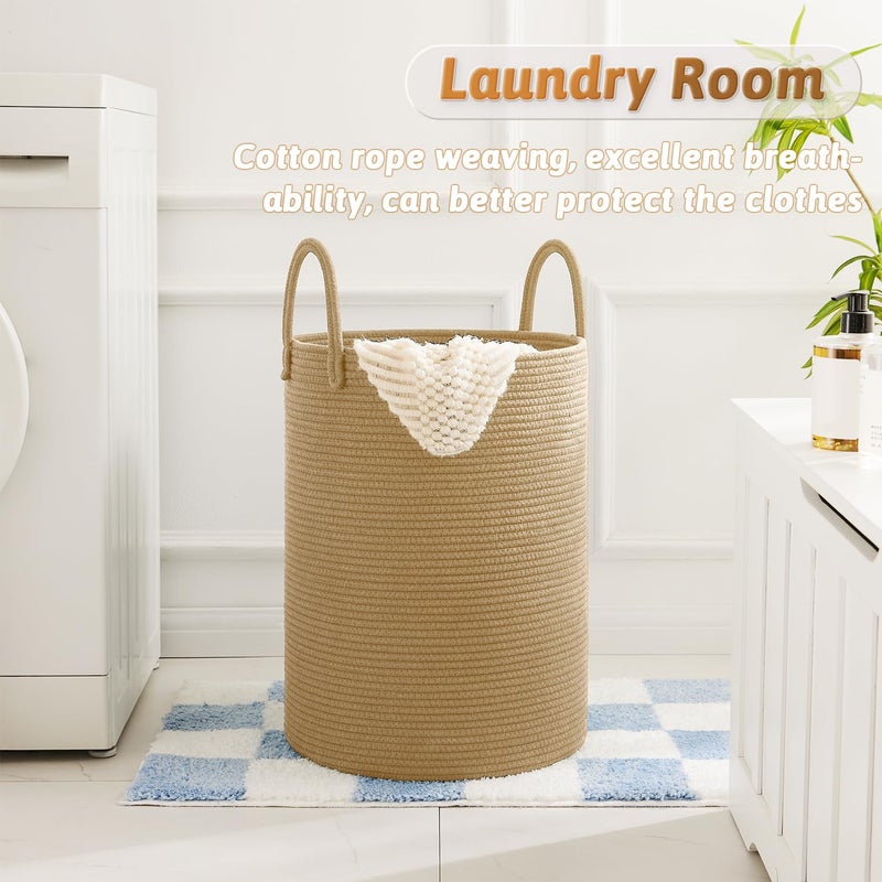 Artfeel Laundry Basket Woven Cotton Rope Laundry Hamper 40L For Decorative Storage Of Dirty Clothes Toys And Blankets In Bathroom Baby Room And Living Room - Image 5