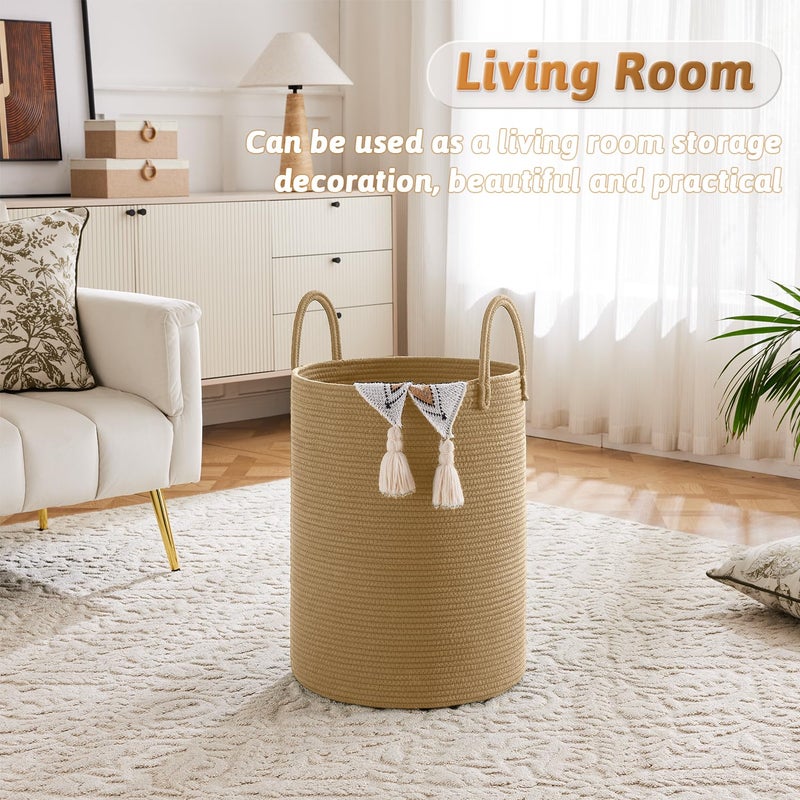 Artfeel Laundry Basket Woven Cotton Rope Laundry Hamper 40L For Decorative Storage Of Dirty Clothes Toys And Blankets In Bathroom Baby Room And Living Room - Image 2