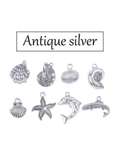 BronaGrand BronaGrand 40 Pieces Mixed Antique Silver DIY Ocean Fish & Sea Creatures Charms Pendants for Making Bracelet and Necklace  - Image 2