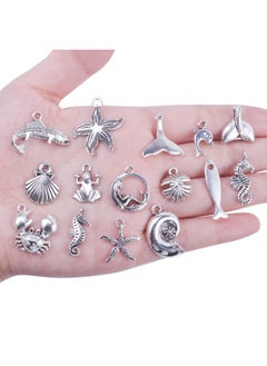 BronaGrand BronaGrand 40 Pieces Mixed Antique Silver DIY Ocean Fish & Sea Creatures Charms Pendants for Making Bracelet and Necklace  - Image 5