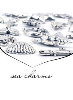 BronaGrand BronaGrand 40 Pieces Mixed Antique Silver DIY Ocean Fish & Sea Creatures Charms Pendants for Making Bracelet and Necklace  - Image 4