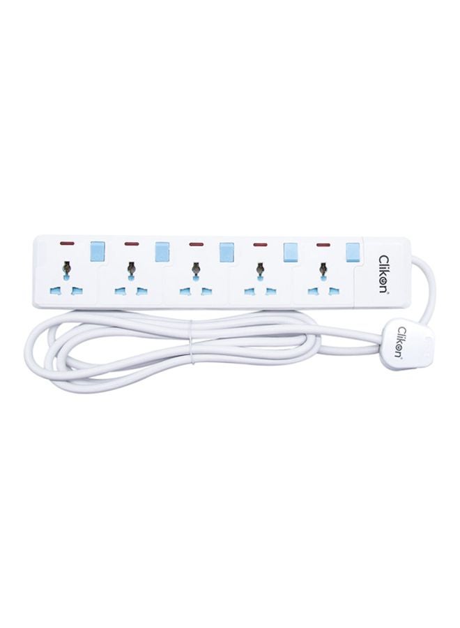 Clikon 5-Way Extension Socket White/Blue 5meter - Image 1