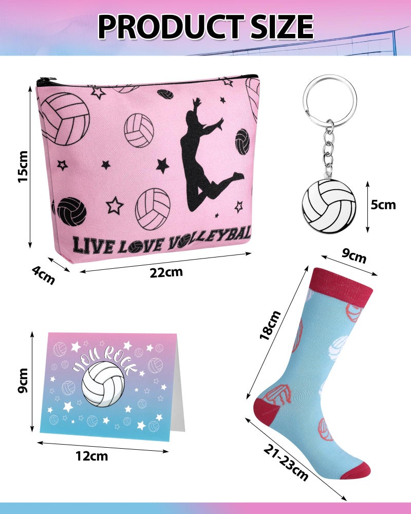 Croloose 48 Pcs Volleyball Team Gifts for Women Teen Girls Senior Night Funny Makeup Bags Novelty Crew Socks Keychians Cards for Volleyball Lovers Team Players - Image 4