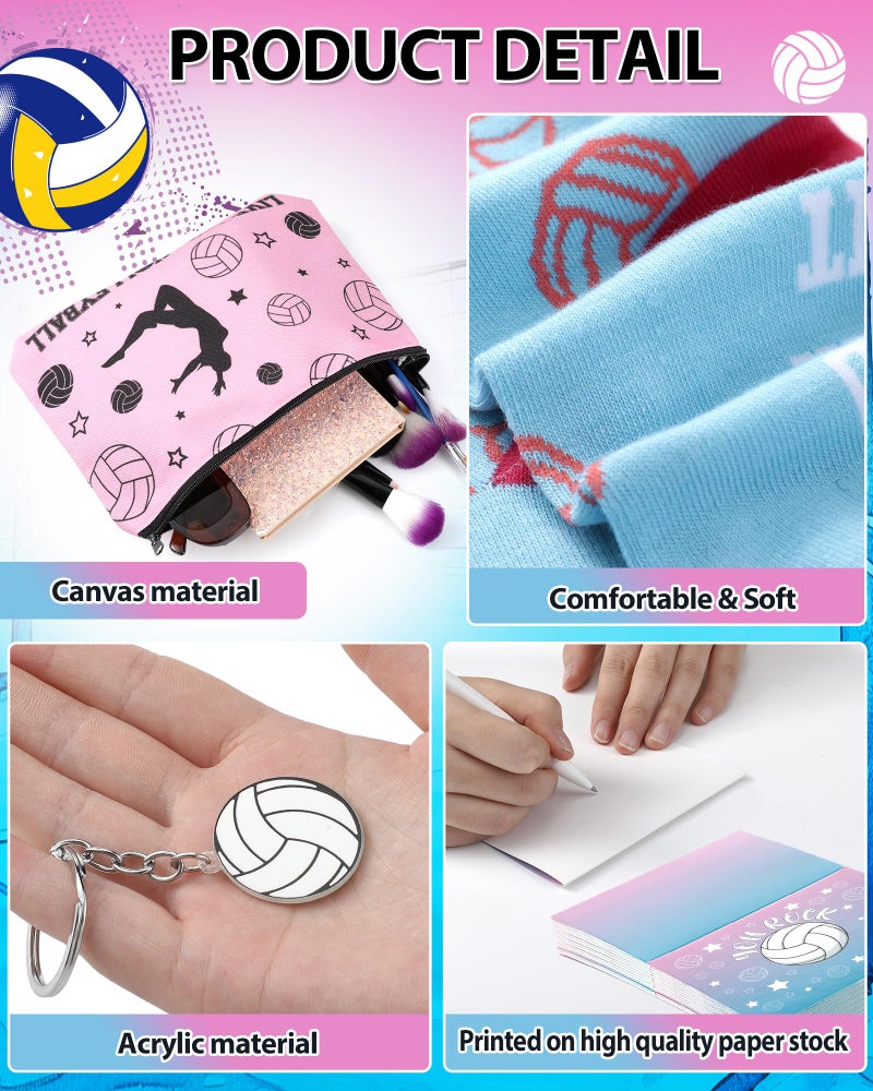 Croloose 48 Pcs Volleyball Team Gifts for Women Teen Girls Senior Night Funny Makeup Bags Novelty Crew Socks Keychians Cards for Volleyball Lovers Team Players - Image 5