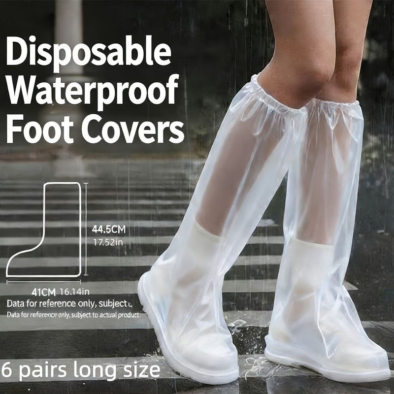 6 Pairs Long Disposable Rain Boot Covers Waterproof Anti Slip Wear Resistant Reusable for Outdoor Travel Hiking Cycling - Image 2