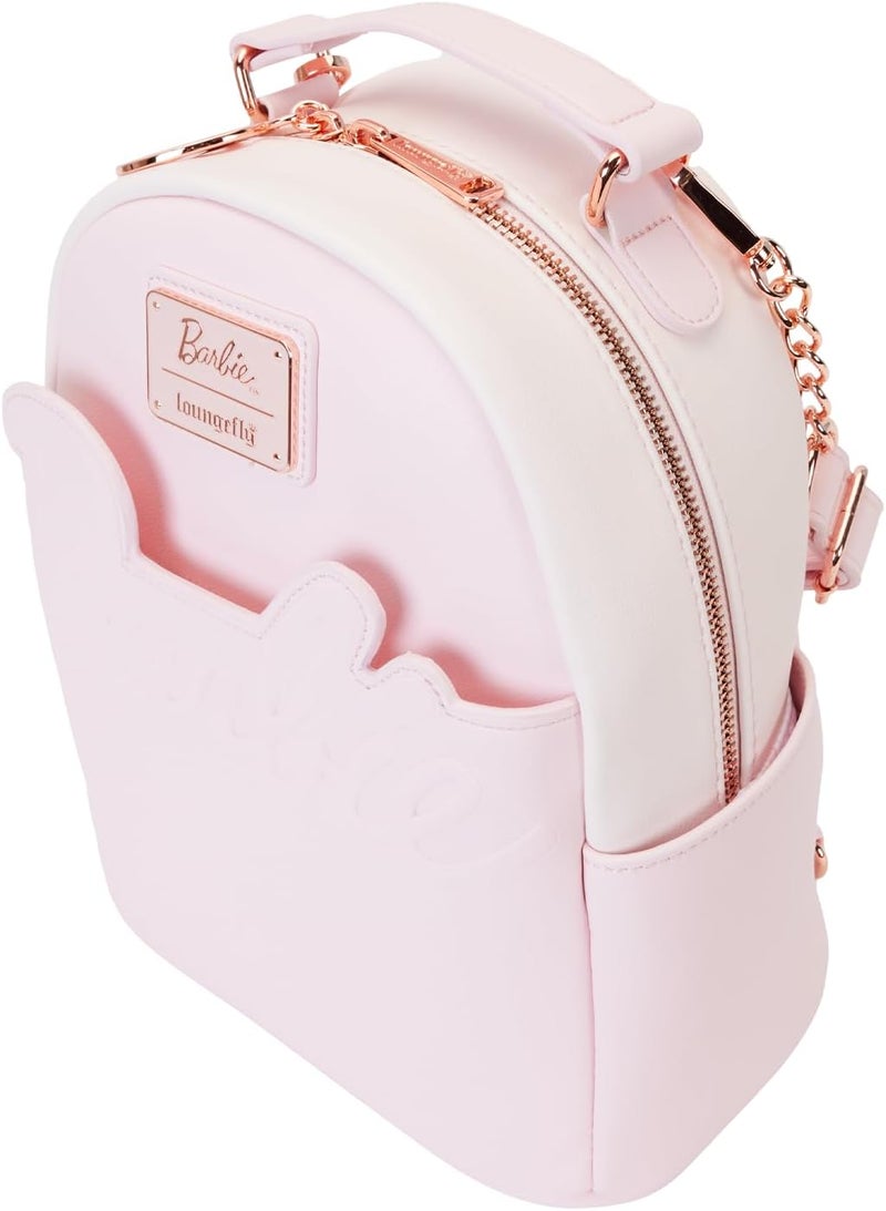 Loungefly Loungefly Barbie Rose Gold Logo Convertible Backpack Chic Style on the Go - Image 2